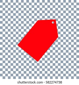 tag vector icon on transparent background. Red icon