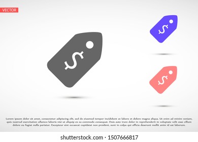Tag vector icon. Tag icon for purchases and sales of goods. Tag icon on background. Tag, price icon label symbol