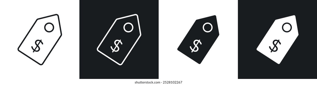 Conjunto de iconos de Vector de etiqueta en blanco y negro
