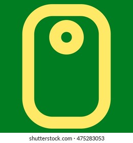 Tag vector icon. Style is outline flat icon symbol, yellow color, green background.