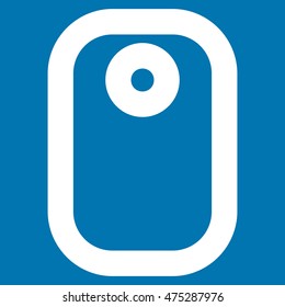 Tag vector icon. Style is outline flat icon symbol, white color, blue background.