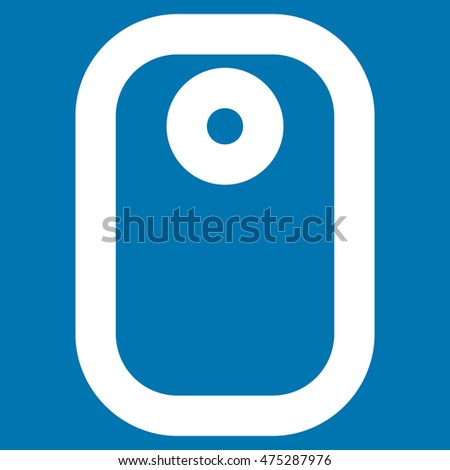 Tag vector icon. Style is outline flat icon symbol, white color, blue background.