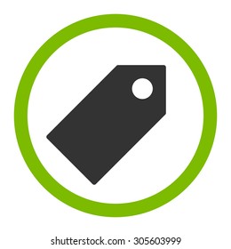 Tag vector icon. This rounded flat symbol is drawn with eco green and gray colors on a white background.