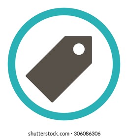 Tag vector icon. This rounded flat symbol is drawn with grey and cyan colors on a white background.