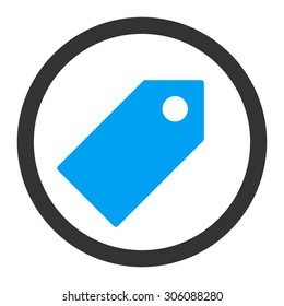 Tag vector icon. This rounded flat symbol is drawn with blue and gray colors on a white background.