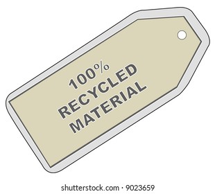 tag with words - 100% recycle material - vector