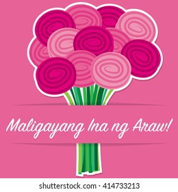 Tagalog rose Mother's Day card in vector format.