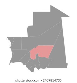 Tagant region map, administrative division of Mauritania. Vector illustration.