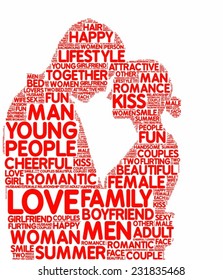 tagcloud vector silhouette of a loving couple