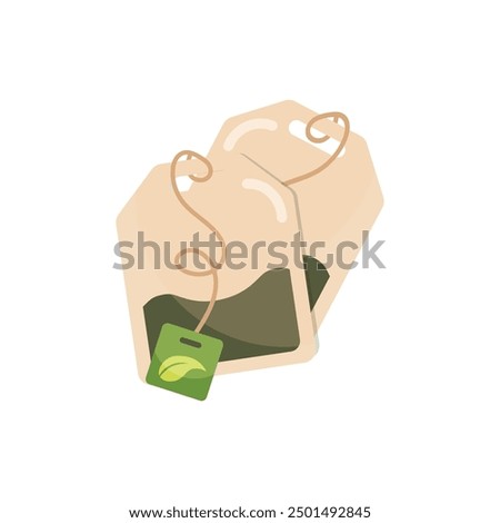 Tagged teabags with string colored icon, Tea bags icon for apps and web	