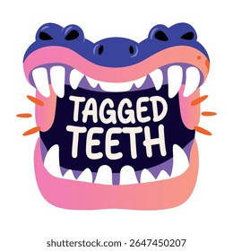 Tipografia de dentes etiquetados ticker em estilo plano