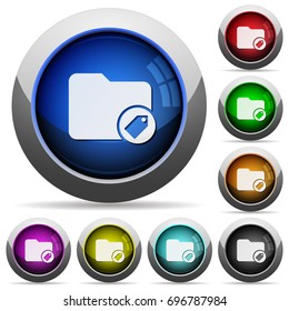 Tagging directory icons in round glossy buttons with steel frames