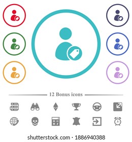 Etiquetar los iconos de color plano del usuario en contornos de forma circular. 12 íconos adicionales incluidos.