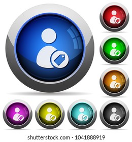 Tagging user icons in round glossy buttons with steel frames
