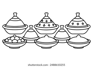 Tagine line art hand drawn illustration