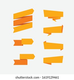 Tags Banners Labels collection Flat design Sale pack of tags, promo flags, stickers Curved Orange banner ribbon flat vector design for print and websites