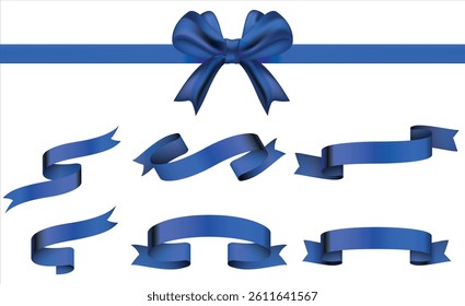 Tags Blue set. Sale and new label set. Blue scrolls and banners isolated collection. Discount Blue ribbons, banners, shopping tags and icons, Gift card bow, luxury advertising, awards, and promotions.