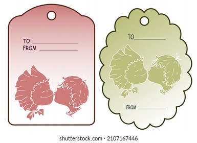 Tags with boy and girl for valentine's day