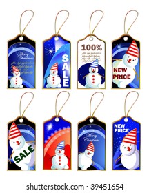tags collection with snowman