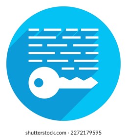 Concepto de etiquetas con signo de clave. diseño de sombra larga. fondo azul.