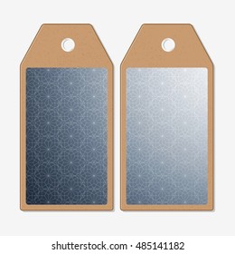 Tags design on both sides, cardboard sale labels. Abstract floral business background, modern stylish vector texture