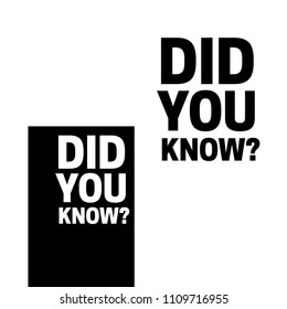 Tags did you know. Did You Know vector sign