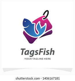 Tags Fish Logo Design Template