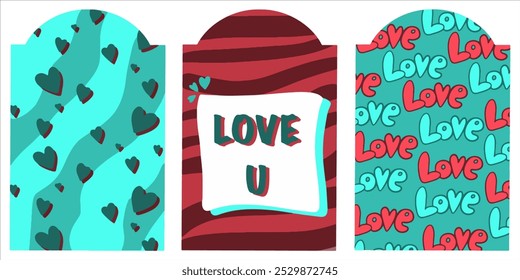 Tags for gifts, greeting cards for Valentine's day