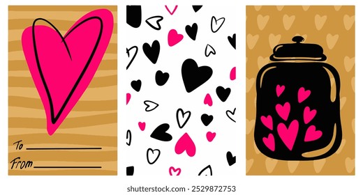 Tags for gifts, greeting cards for Valentine's day