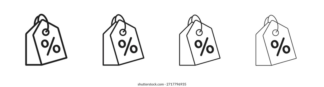 Conjunto de iconos de etiquetas. Una colección de simples iconos negros de trazos finos