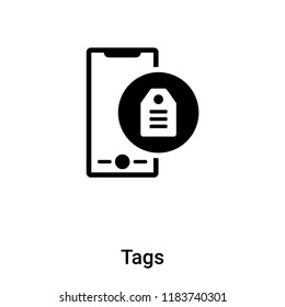 Tags icon vector isolated on white background, logo concept of Tags sign on transparent background, filled black symbol