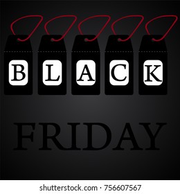 Tags with an inscription to a black Friday on a dark background