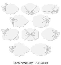 Tags and labels with bakers twine bows ribbons