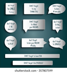  tags, labels, buttons, stickers with message "DON'T FORGET"