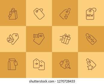 Tags line icon set. Label, new arrival, sale. Promotion concept. Can be used for topics like retail, price, shopping, discount