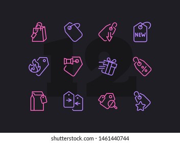 Tags line icon set. Label, new arrival, sale. Promotion concept. Can be used for topics like retail, price, shopping, discount