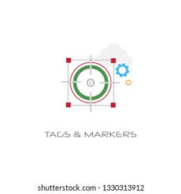 tags and markers location pointers concept line style white background