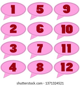 tags with numbers  in pink color