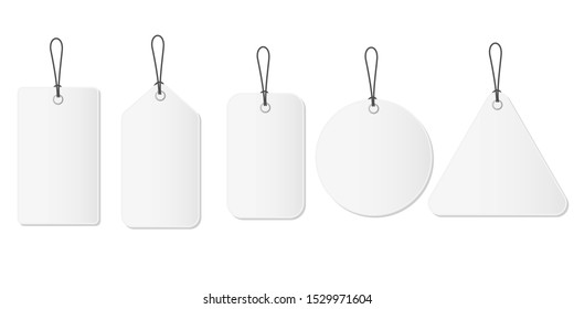 Tags for paper design. Blank template. Vector mockup.