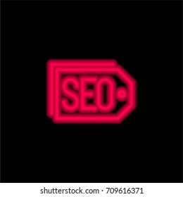 Tags red glowing neon ui ux icon. Glowing sign logo vector
