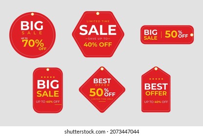 Etiquetas promoción roja y amarilla
