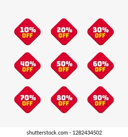 Tags set with Discount offer. low cost icon. Promo icon in flat style. Vector promotion red labels.