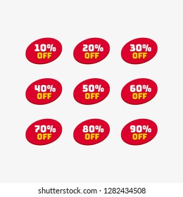 Tags set with Discount offer. low cost icon. Promo icon in flat style. Vector promotion red labels.
