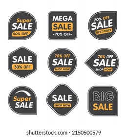 Tags set. New tag black ribbon and banner - stock vector. Flat icon.