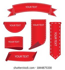 Tags set Red Ribbons. Vector badges and labels isolated.