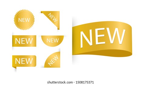 Tags set. Vector badges and labels with inscription "NEW".
