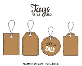 Tags set. Vintage Style Sale Tags Design