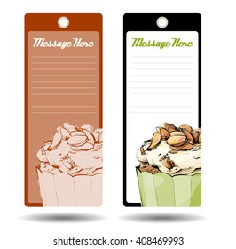 Tags with tasty cupcake. Vector illustration.