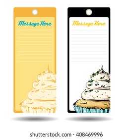 Tags with tasty cupcake. Vector illustration.