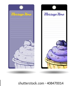 Tags with tasty cupcake. Vector illustration.